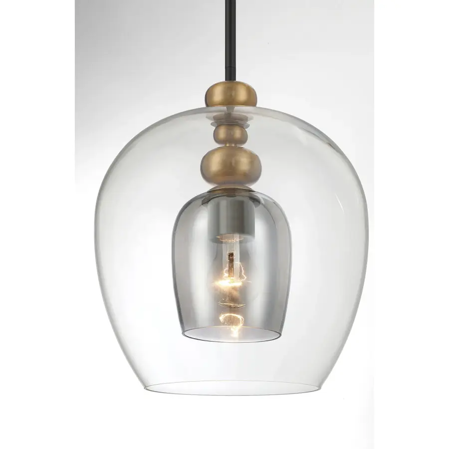 Amesbury 1-Light Pendant in Coal and Oxidized Aged Brass - Image 2