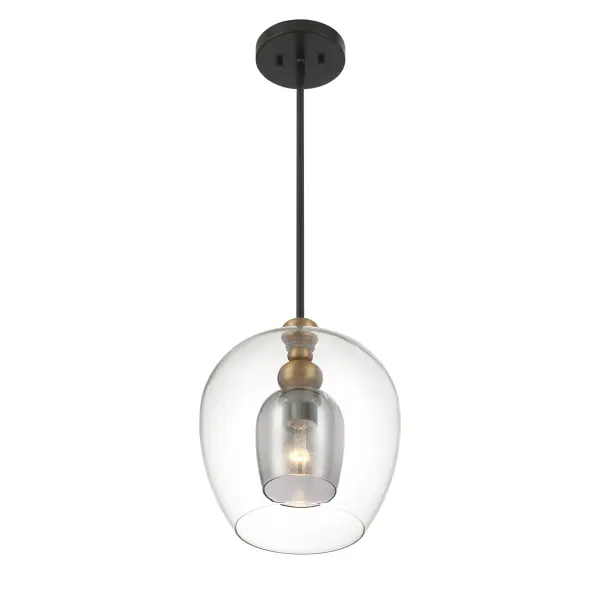 Amesbury 1-Light Pendant in Coal and Oxidized Aged Brass - Image 3