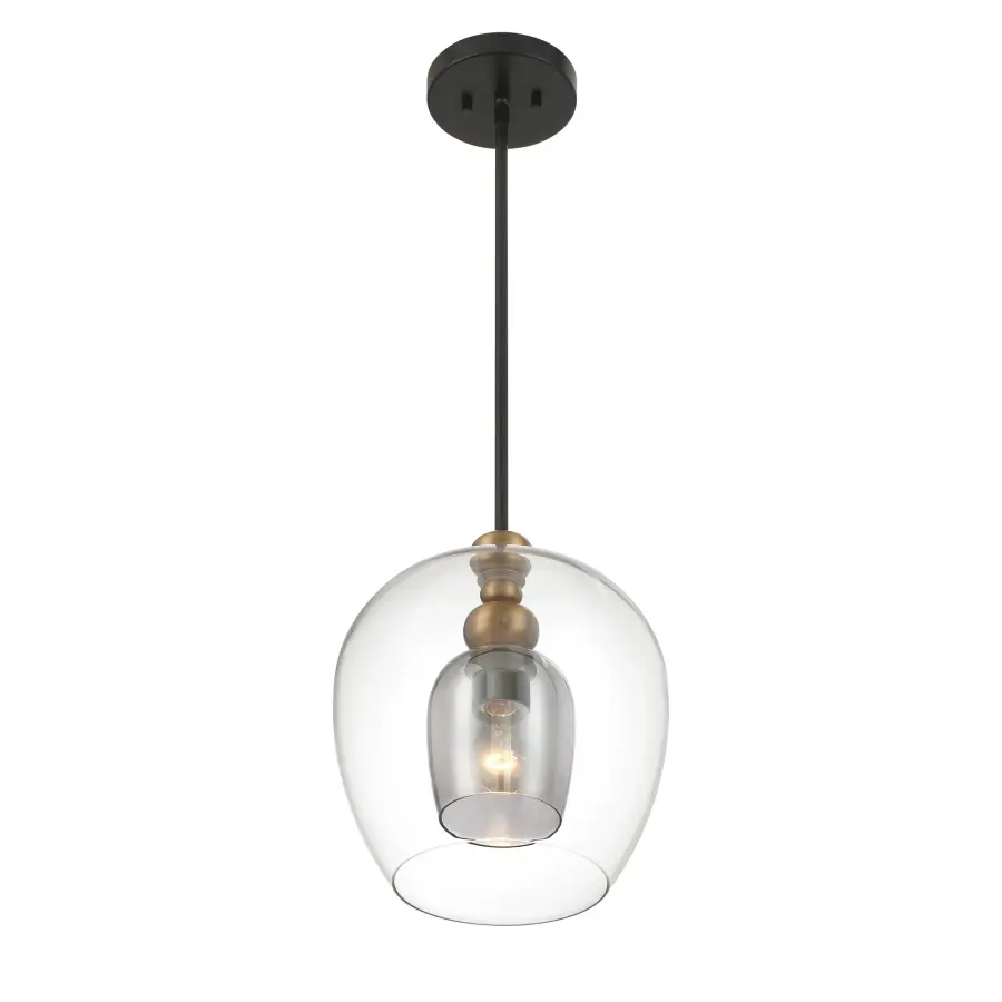 Amesbury 1-Light Pendant in Coal and Oxidized Aged Brass - Image 3