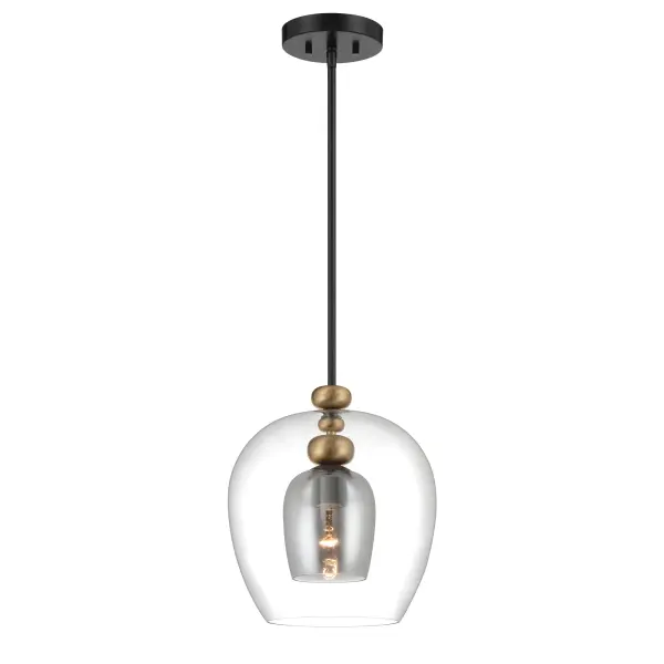 Amesbury 1-Light Pendant in Coal and Oxidized Aged Brass - Image 5