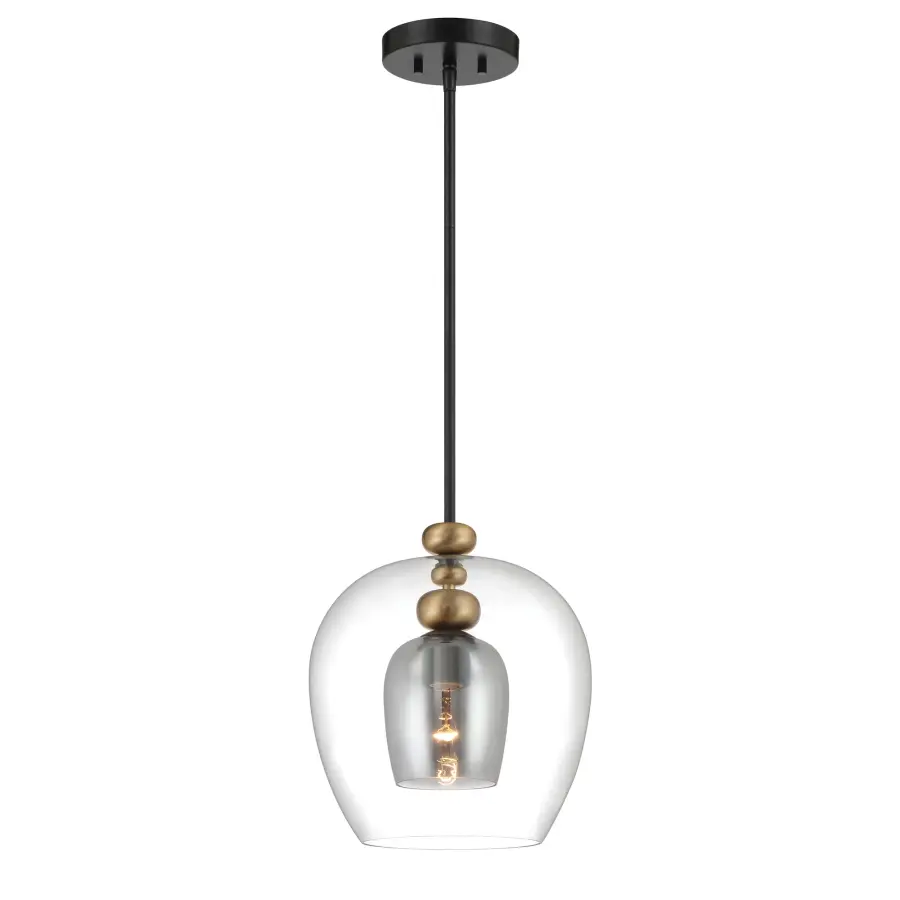 Amesbury 1-Light Pendant in Coal and Oxidized Aged Brass - Image 5