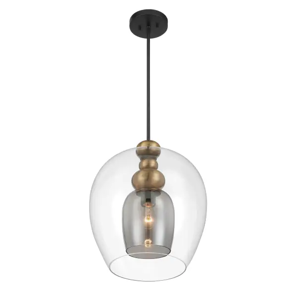 Amesbury 1-Light Pendant in Coal and Oxidized Aged Brass - Image 3