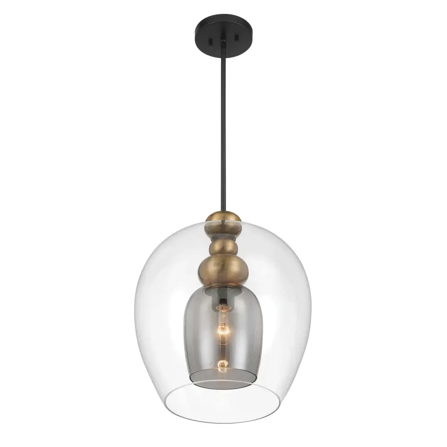 Amesbury 1-Light Pendant in Coal and Oxidized Aged Brass - Image 3