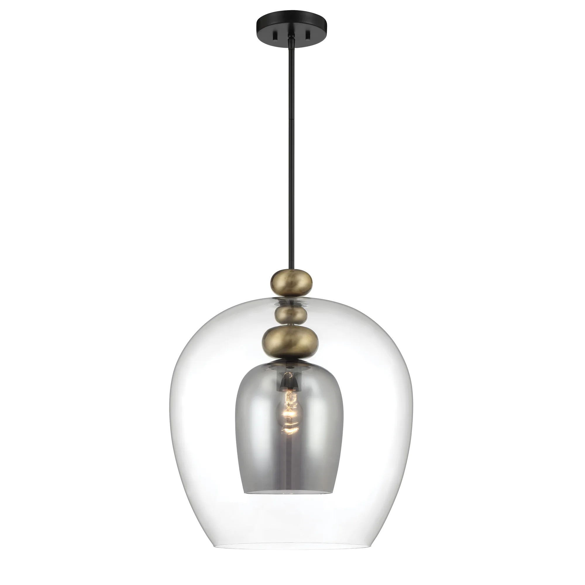 Amesbury 1-Light Pendant in Coal and Oxidized Aged Brass