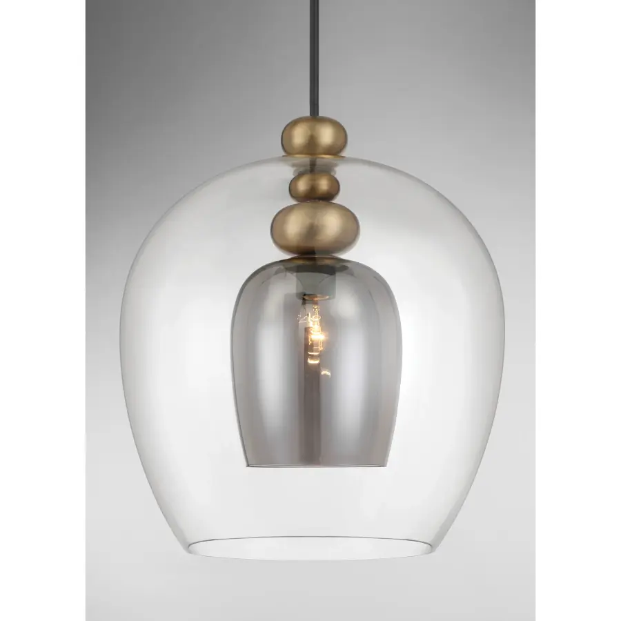 Amesbury 1-Light Pendant in Coal and Oxidized Aged Brass - Image 2