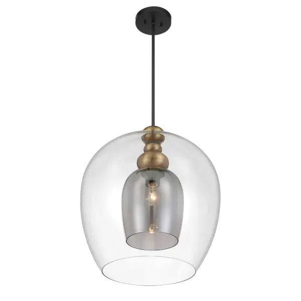 Amesbury 1-Light Pendant in Coal and Oxidized Aged Brass - Image 3