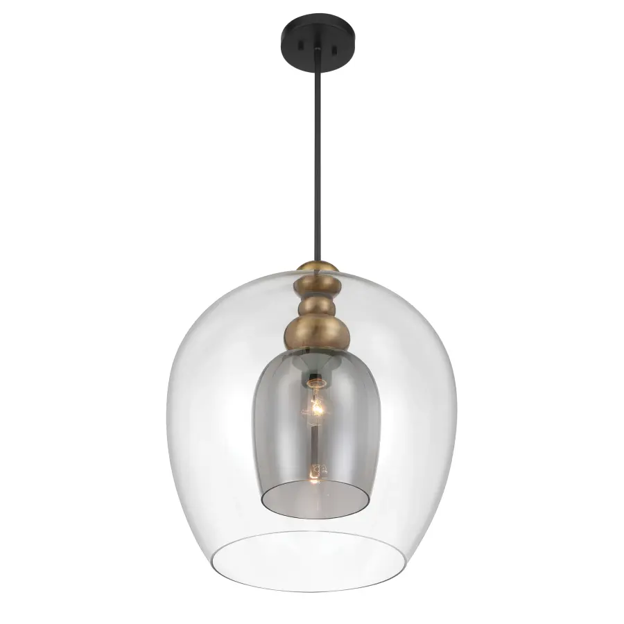 Amesbury 1-Light Pendant in Coal and Oxidized Aged Brass - Image 3