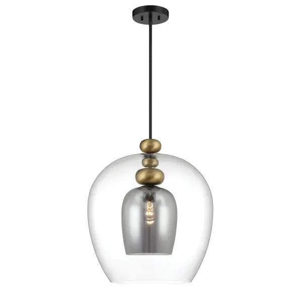 Amesbury 1-Light Pendant in Coal and Oxidized Aged Brass - Image 4