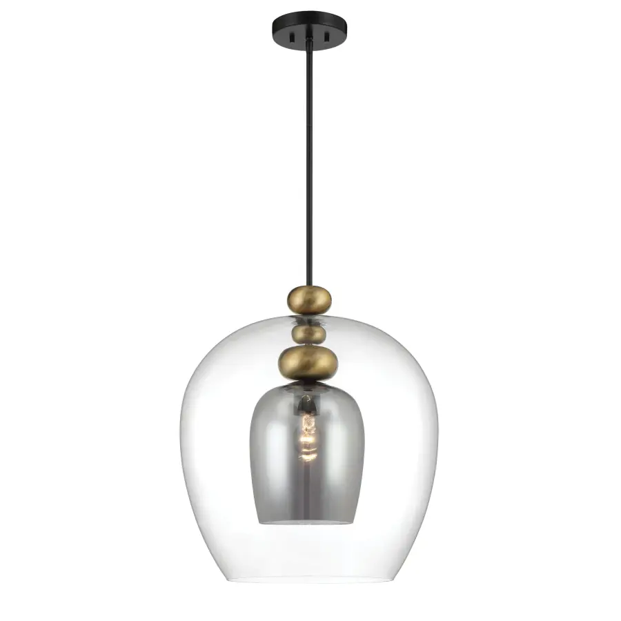 Amesbury 1-Light Pendant in Coal and Oxidized Aged Brass - Image 4