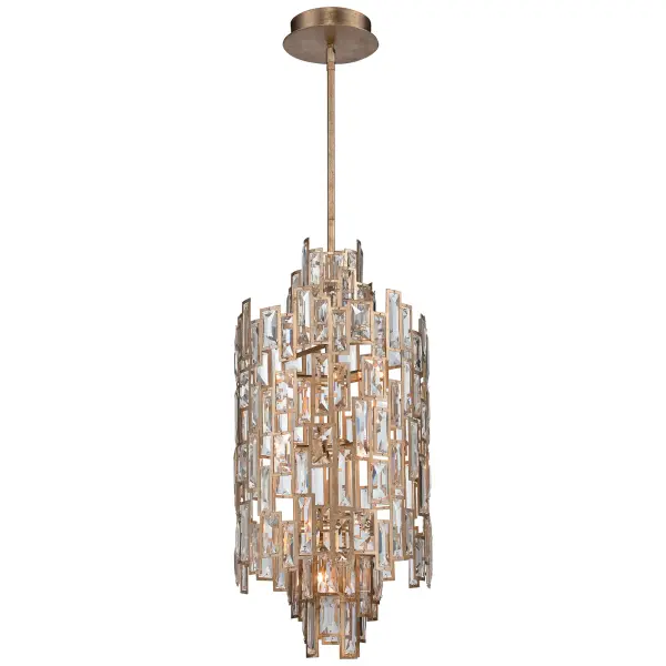 The Bel Mondo pendant combines timeless traditional styling with sparkling crystal accents and a luxurious gold finish. Its compact 14-inch diameter makes it ideal for smaller dining spaces, breakfast nooks, or entryways.