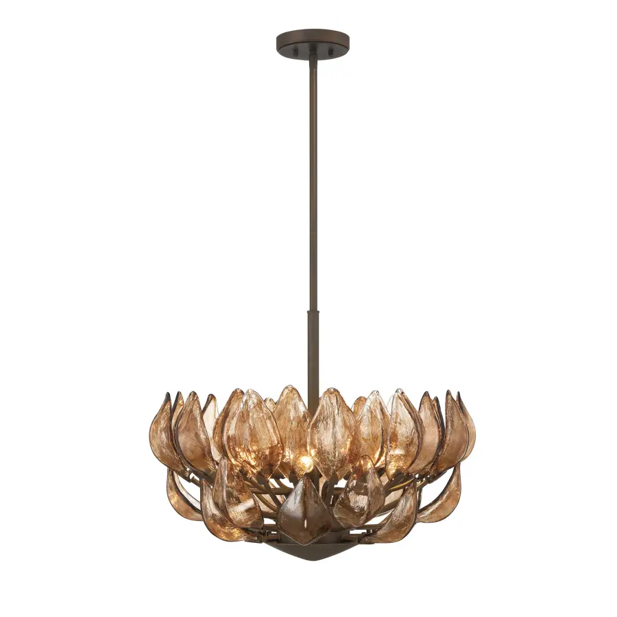 Arboles 6-Light Pendant with Amber Glass - Image 1