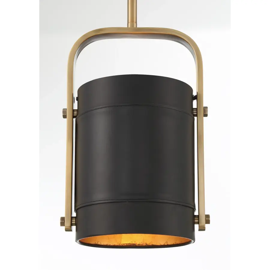 Contrast Mini Pendant with Onyx Leather Shade - Image 2