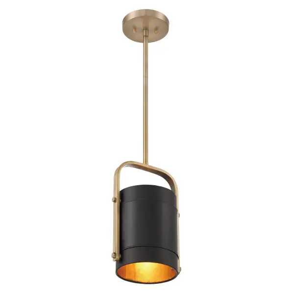 Contrast Mini Pendant with Onyx Leather Shade - Image 3