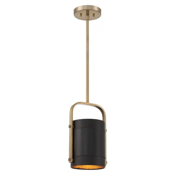 Contrast Mini Pendant with Onyx Leather Shade - Image 4