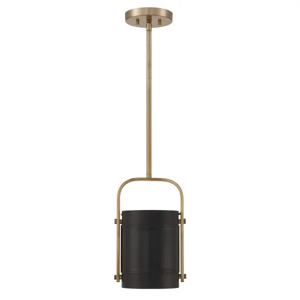 Contrast Mini Pendant with Onyx Leather Shade - Image 5