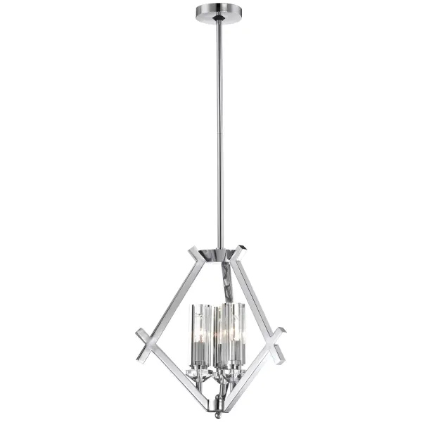 The Fusano mini chandelier combines polished nickel hardware with sparkling Eidolon Krystal shades to create sophisticated illumination. Its compact 17-inch width makes it perfect for smaller dining areas, bedrooms, or entryways.