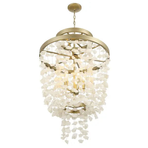 Robin Baron's Stonybrook pendant combines warm Harvest Gold metalwork with organic crystalline quartz elements, creating a sophisticated focal point that bridges contemporary design with natural beauty. - alternate view