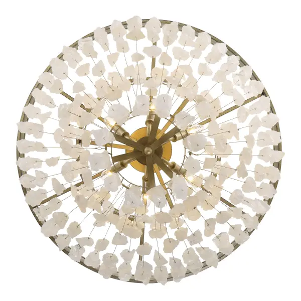 Robin Baron's Stonybrook collection brings organic luxury to modern interiors. This 6-light flush mount pairs warm Harvest Gold steel with natural crystalline quartz for a sophisticated, nature-inspired aesthetic. - alternate view