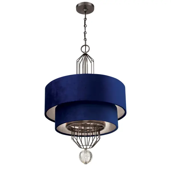 Grandeur 8-Light Pendant with Blue Velvet Shade - Image 4