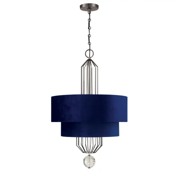 Grandeur 8-Light Pendant with Blue Velvet Shade - Image 5