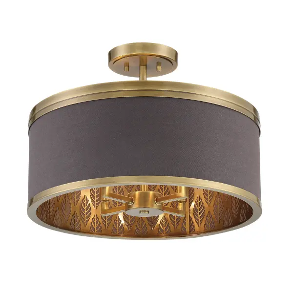 Splendour 4-Light Semi-Flush Mount with Chocolate Linen Shade - Image 3