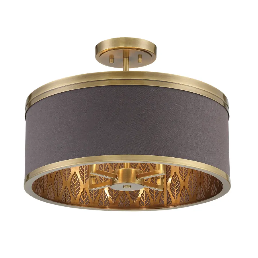 Splendour 4-Light Semi-Flush Mount with Chocolate Linen Shade - Image 3