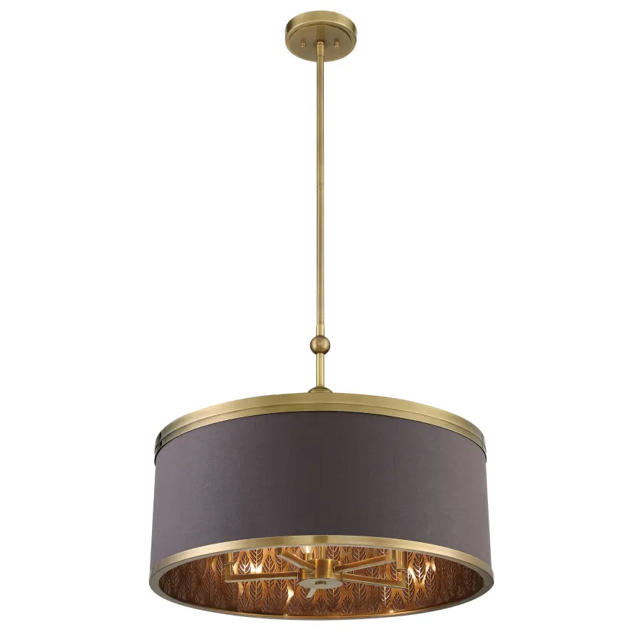 Splendour 5-Light Pendant with Chocolate Linen Shade - Image 4