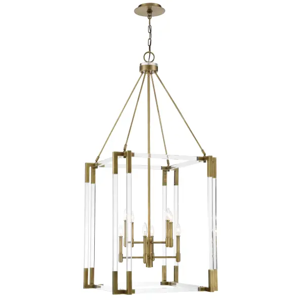 Prima Vista 8-Light Pendant in Aged Antique Brass - Image 4