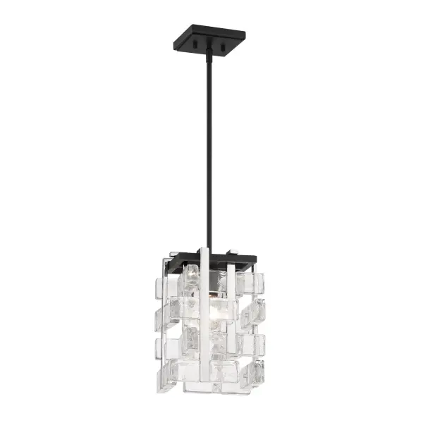 The Painesdale mini pendant combines contemporary styling with industrial charm through its distinctive two-tone finish. Clear glass shade showcases vintage-style bulbs while the mixed metal finish adds visual interest to compact spaces.