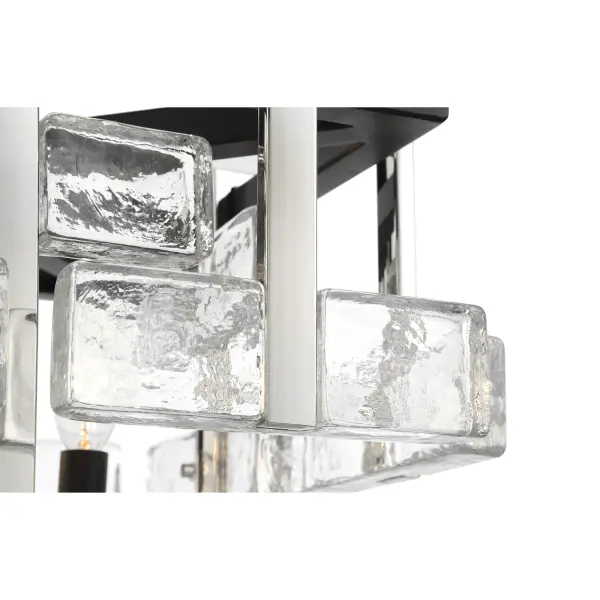The Painesdale semi-flush mount combines contemporary industrial style with practical functionality. Its sand coal and polished nickel finish creates visual interest while clear glass shades provide bright, unfiltered light. - alternate view