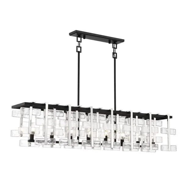 The Painesdale 8-Light Island Chandelier combines industrial charm with contemporary sophistication through its striking two-tone finish and generous 55.5-inch span, making it perfect for large kitchen islands and dining spaces.