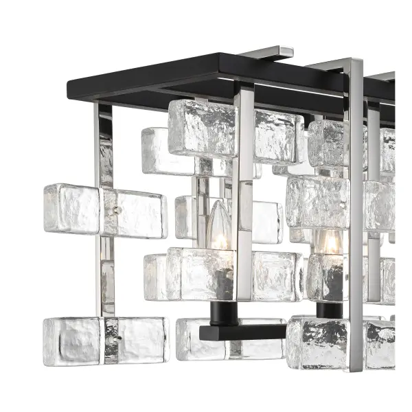The Painesdale 8-Light Island Chandelier combines industrial charm with contemporary sophistication through its striking two-tone finish and generous 55.5-inch span, making it perfect for large kitchen islands and dining spaces. - alternate view