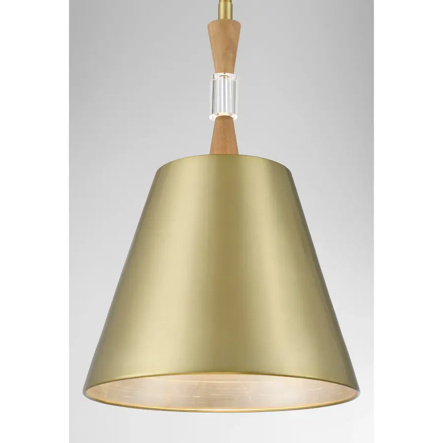 Baratti 1-Light Pendant with Wood and Crystal Accents - Image 2