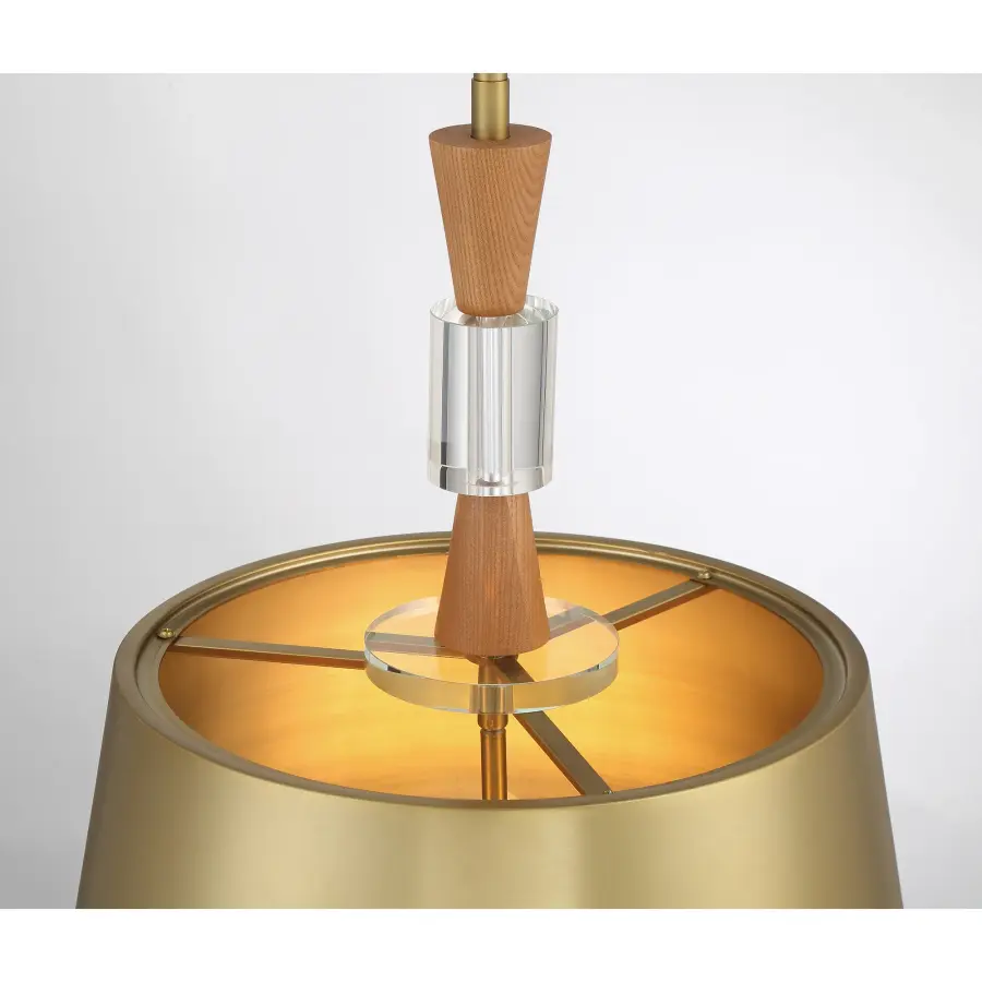 Baratti 3-Light Pendant with Wood and Crystal Accents - Image 2