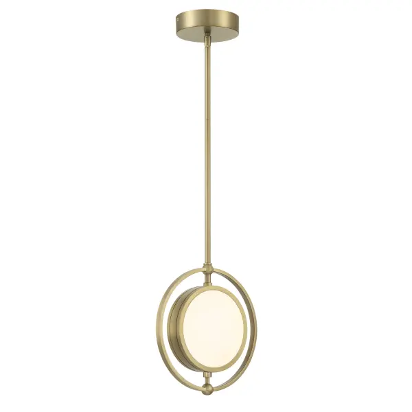 The Spectr mini pendant combines modern sophistication with practical LED efficiency. Its soft brass finish and alabaster shade create warm, diffused light perfect for intimate spaces and task areas.