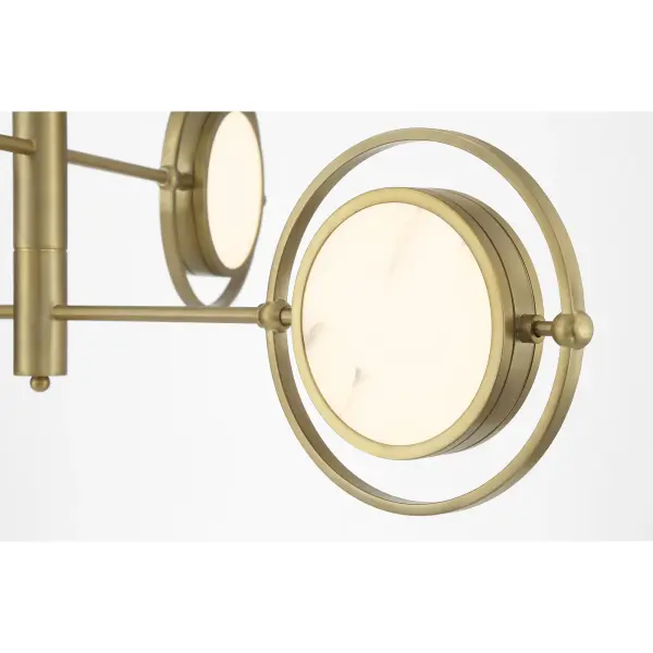 The Spectr chandelier combines modern linear design with warm soft brass finish and luminous alabaster diffusers. Its 40-inch span and integrated LED technology deliver both dramatic presence and energy efficiency, perfect for contemporary dining spaces. - alternate view