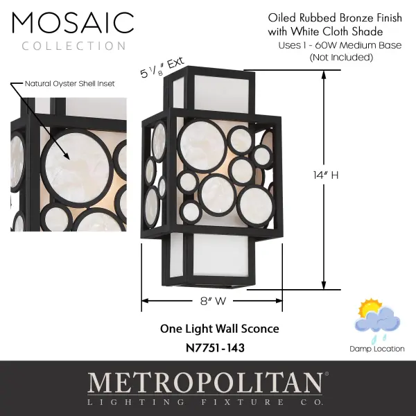 Mosaic 1-Light Wall Sconce - Image 3