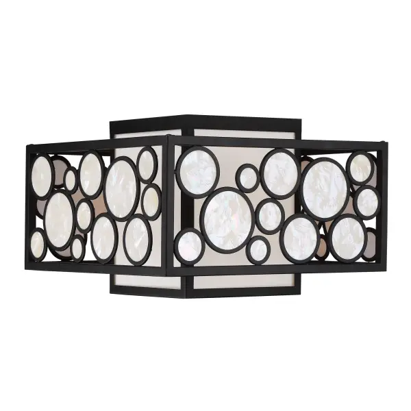 The Mosaic 2-Light Flush Mount combines contemporary styling with practical functionality. Its Oil Rubbed Bronze finish and white cloth shade create a sophisticated look perfect for low-ceiling spaces.