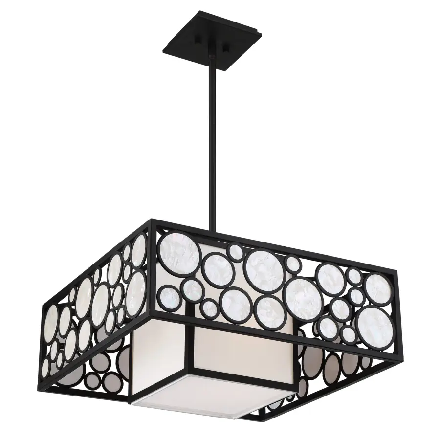Mosaic 2-Light Pendant with White Cloth Shade - Image 1