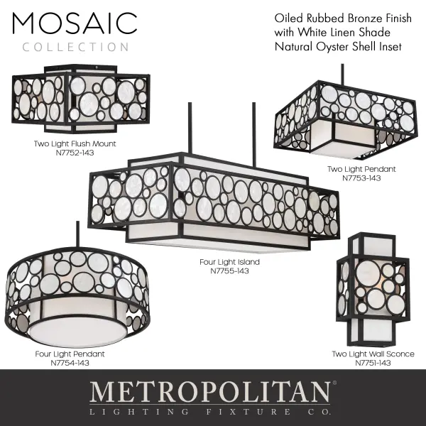 Mosaic 2-Light Pendant with White Cloth Shade - Image 2