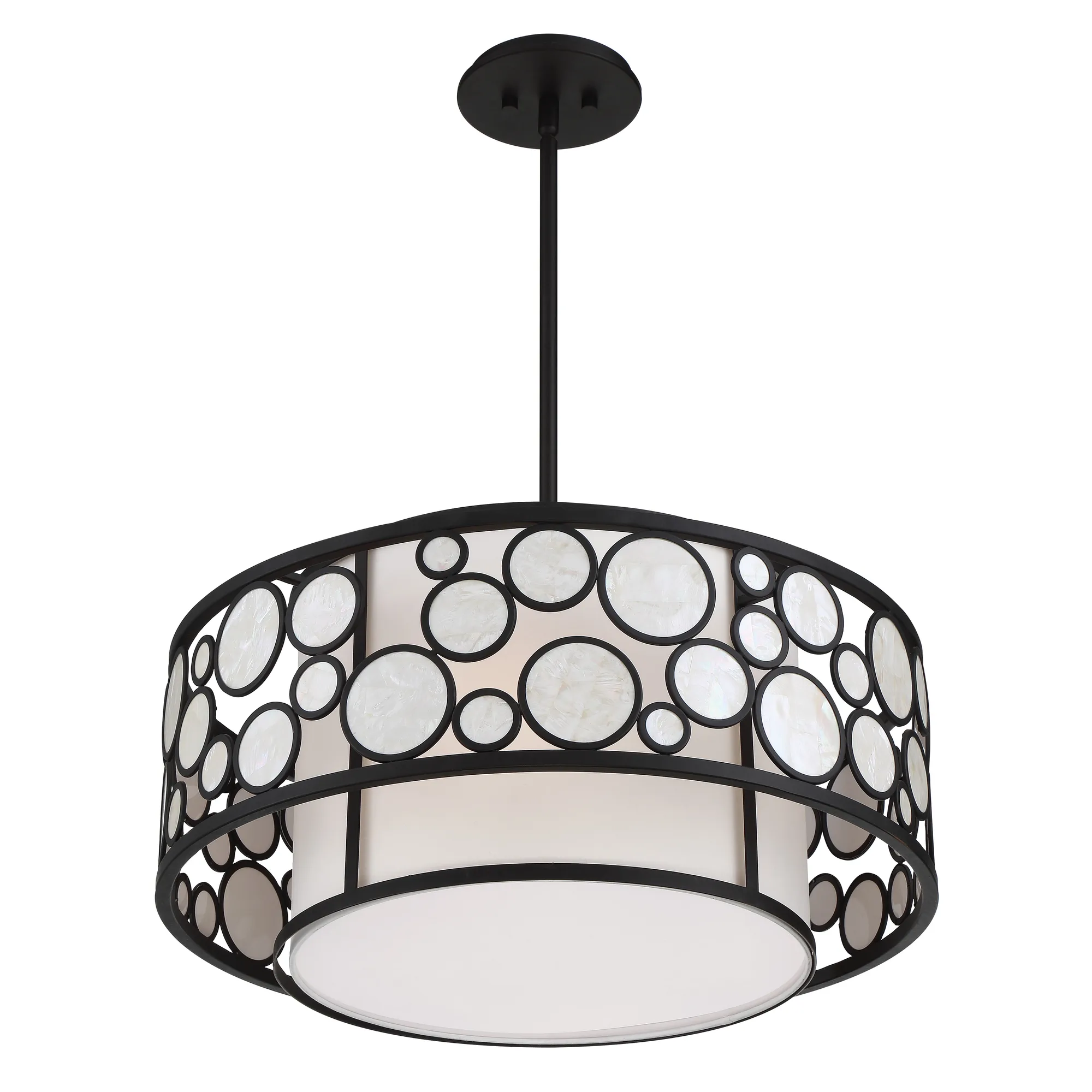Mosaic 4-Light Pendant with White Cloth Shade