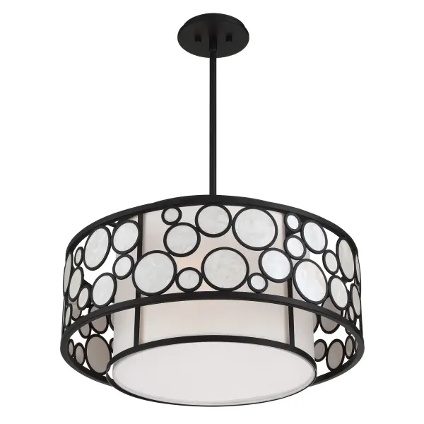 Mosaic 4-Light Pendant with White Cloth Shade - Image 1