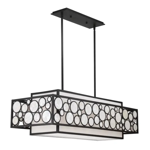The Mosaic 4-Light Island Chandelier combines contemporary styling with transitional warmth. Its 42-inch linear design and oil rubbed bronze finish make it perfect for kitchen islands and dining tables.