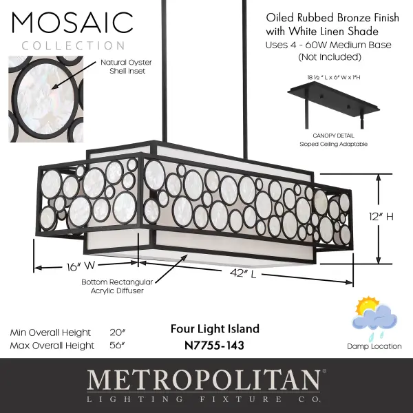 Mosaic 4-Light Island Chandelier - Image 3