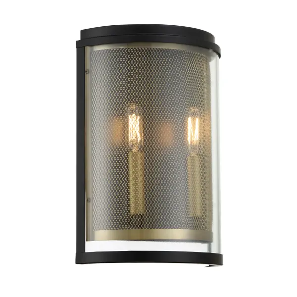 Designer Industrial Sconce with Soft Brass Mesh Detail - Image 1