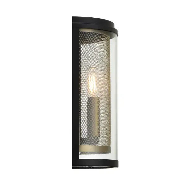 Designer Industrial Sconce with Soft Brass Mesh Detail - Image 2