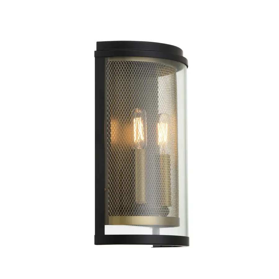 Designer Industrial Sconce with Soft Brass Mesh Detail - Image 3