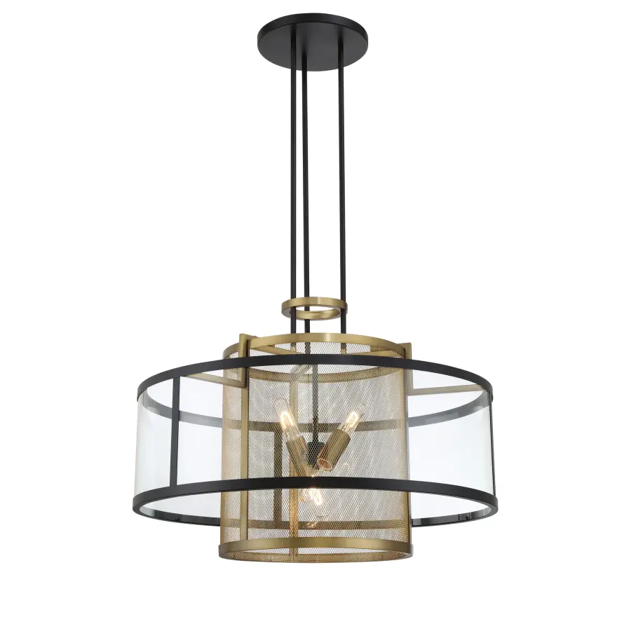 Designer Industrial Pendant with Sophisticated Two-Tone Finish - Image 1