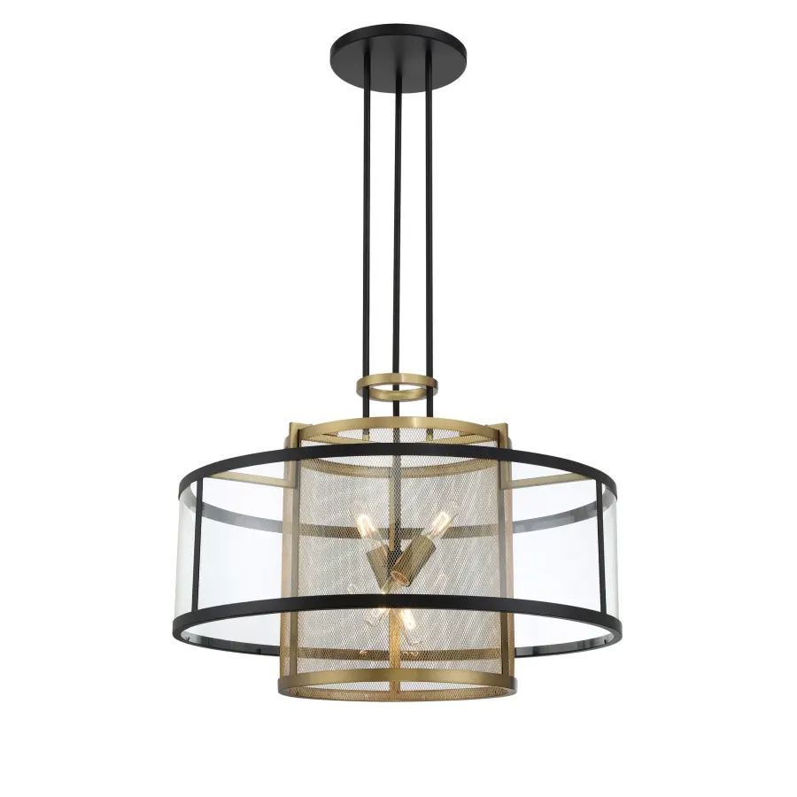 Designer Industrial Pendant with Sophisticated Two-Tone Finish - Image 3