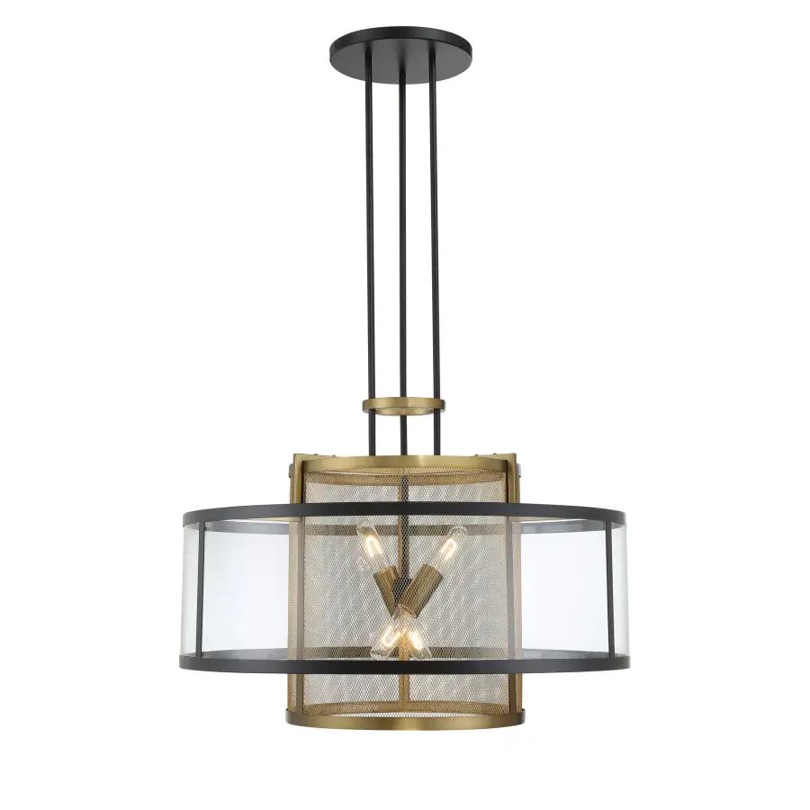 Designer Industrial Pendant with Sophisticated Two-Tone Finish - Image 4